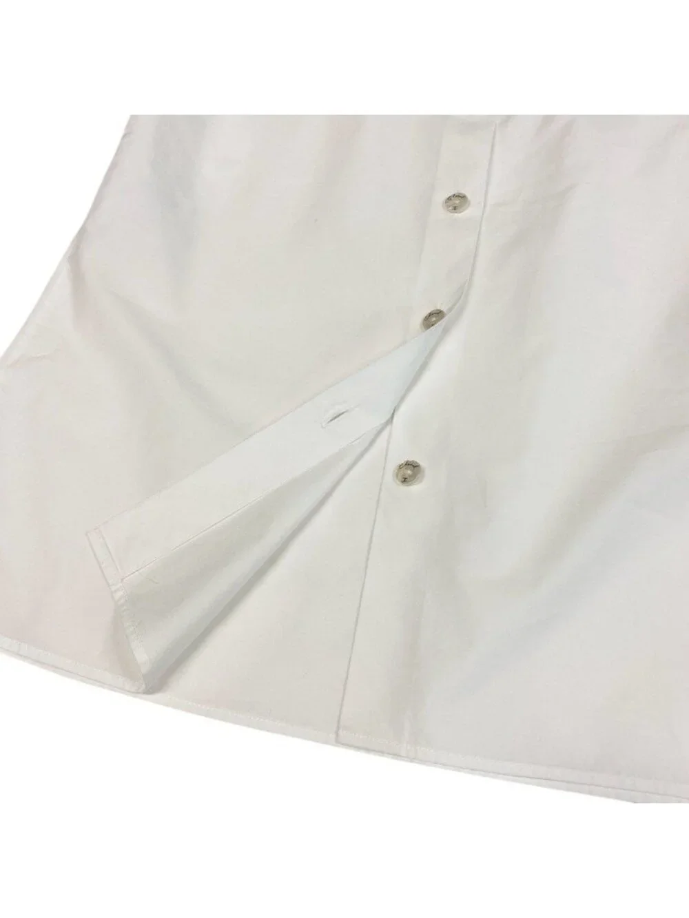 Chanel Frill Neck Sleeveless Shirt Back Button 34 White Cotton